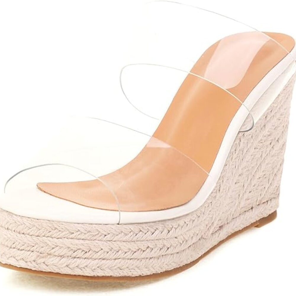 Clear Wedge Espadrille Wedge Shoes Size 7.5